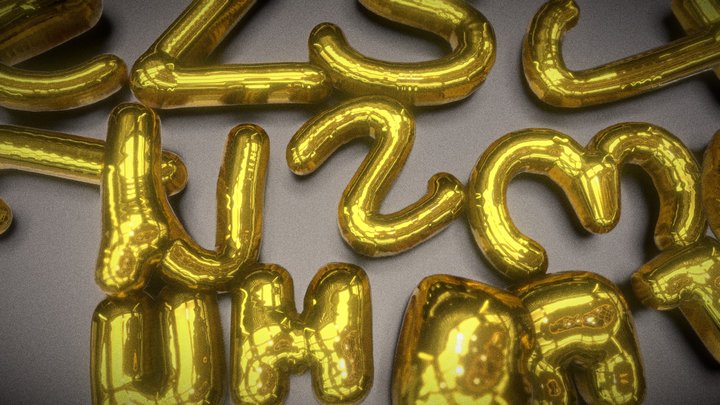 gold letter balloons 3D Model
