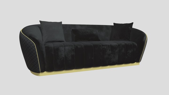 Luxury Modern Couch - Black 3D Model