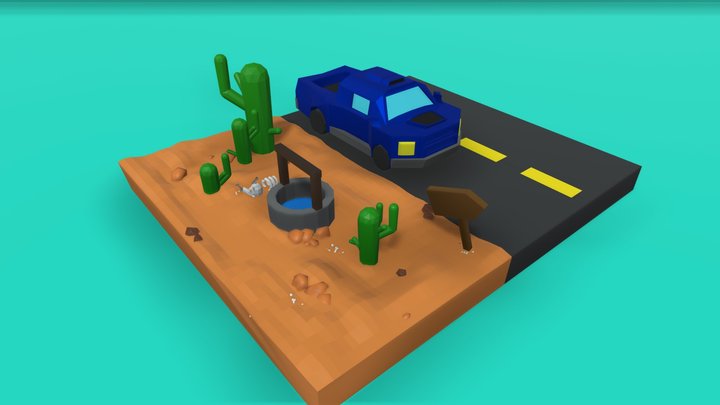 Broom in the desert 3D Model