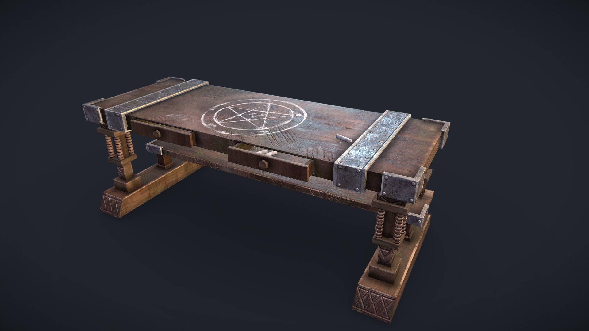 3D model Alchemy wooden table - This is a 3D model of the Alchemy wooden table. The 3D model is about a wood model of a ship.