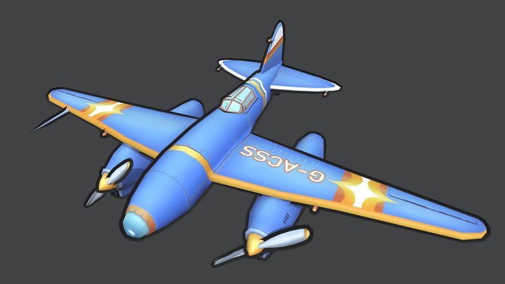 Game Art Plane with outline 3D Model