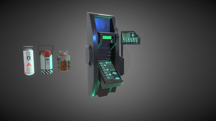 Free Props for a sci fi Environment 3D Model