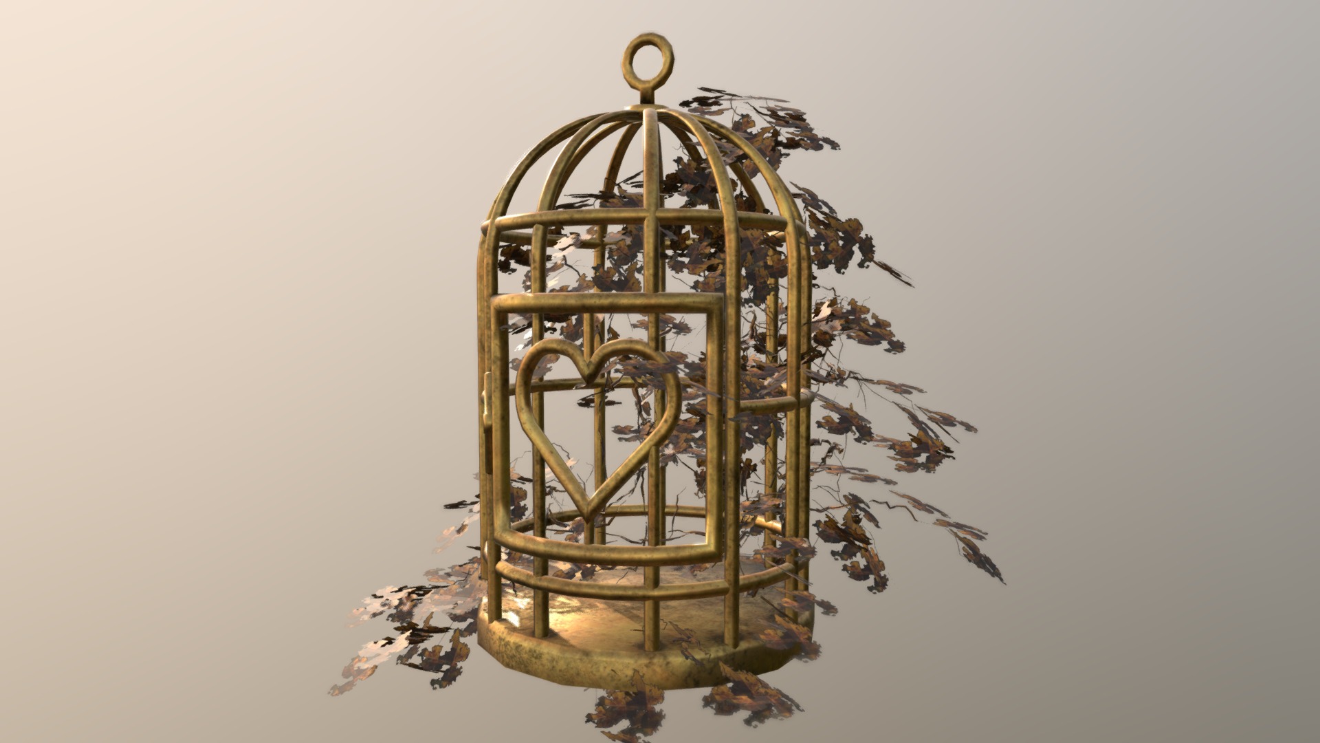 3D model Bird Cage. Autumn atmosphere - This is a 3D model of the Bird Cage. Autumn atmosphere. The 3D model is about a metal bird cage.