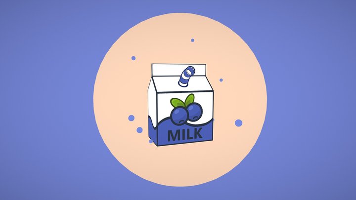 Kawaii Blueberry Milk 3D Model