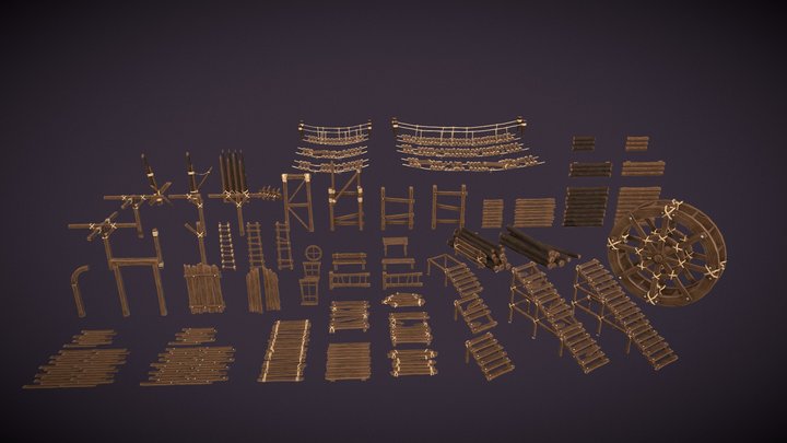 Stylized wood asset mega pack 3D Model