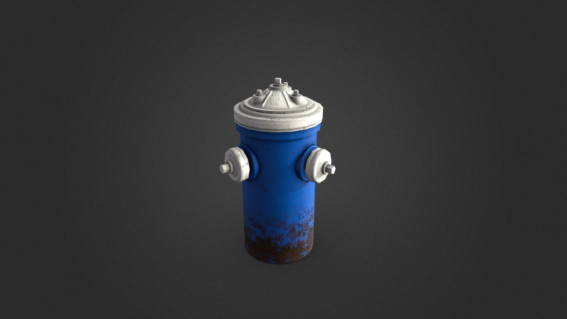 3D model Blue Fire Hydrant - This is a 3D model of the Blue Fire Hydrant. The 3D model is about a blue and white fire hydrant.