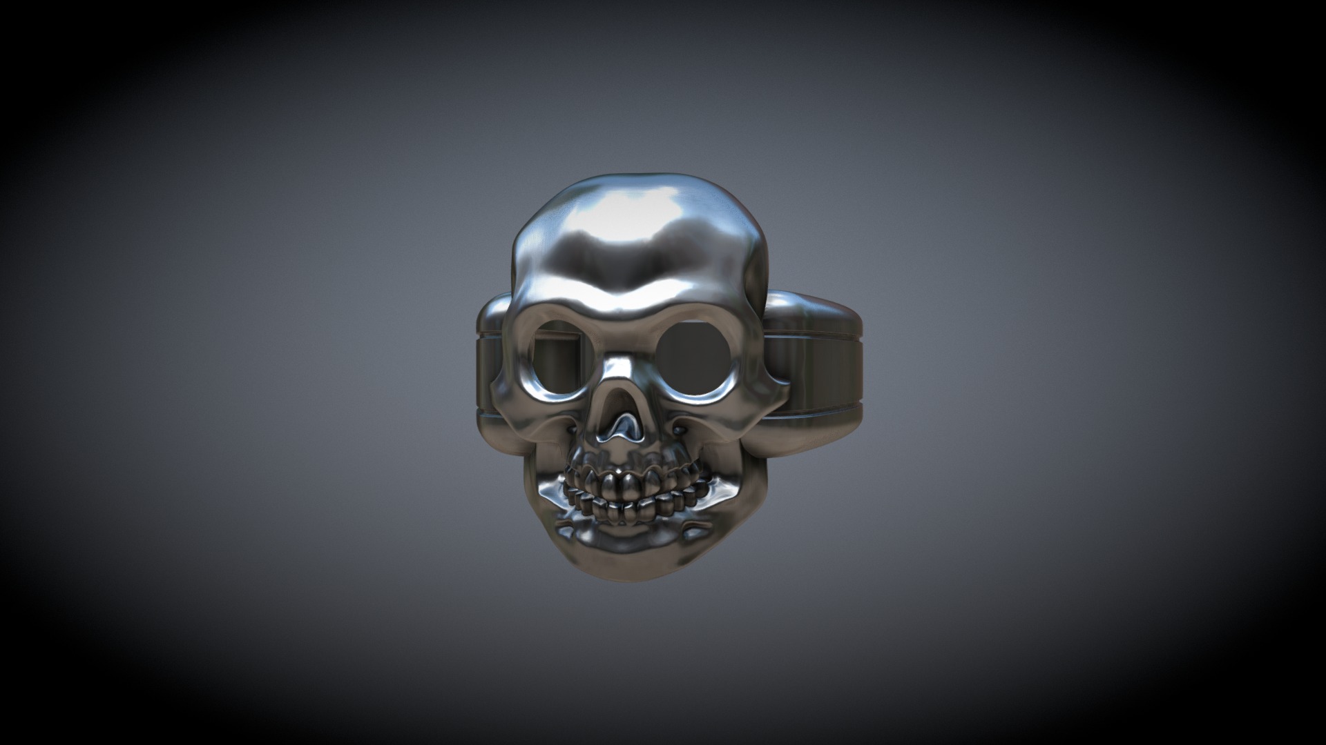 3D model Skull Ring - This is a 3D model of the Skull Ring. The 3D model is about a metal mask with a face.