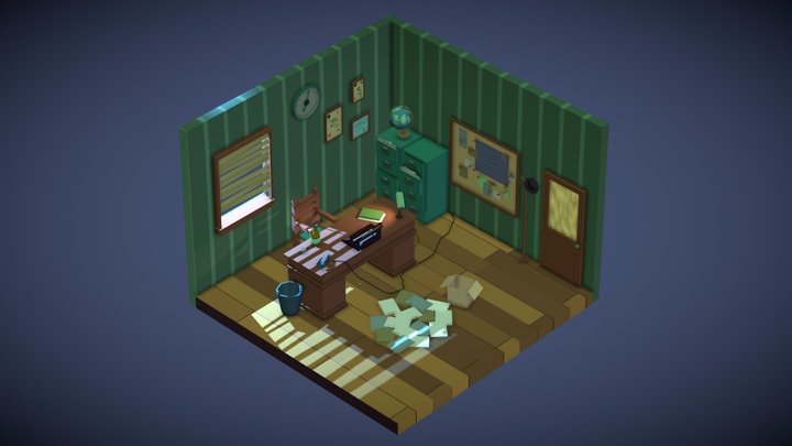Isometric Detective Room 3D Model