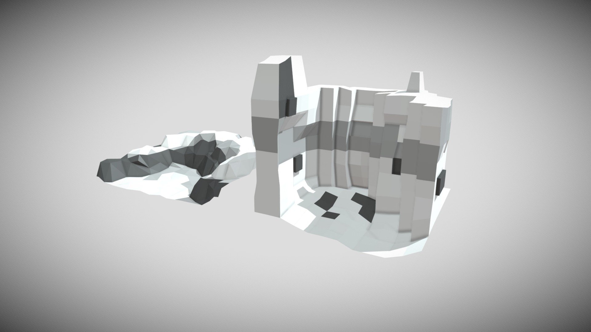 Low poly 3d snow mountain for game