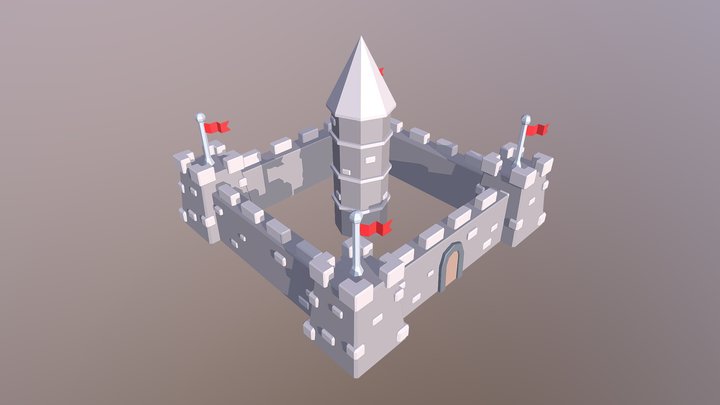 Low Poly Castle 3D Model