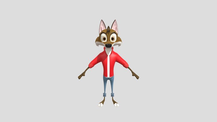 cartoon anthropomorphic fox character 3D Model