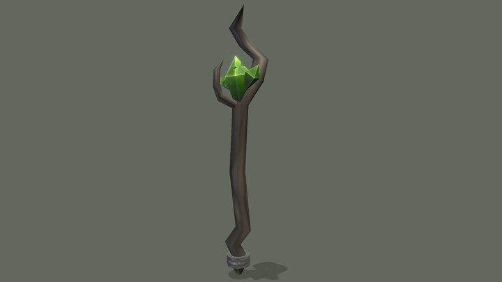 Low-Poly Fantasy Druid Staff 3D Model