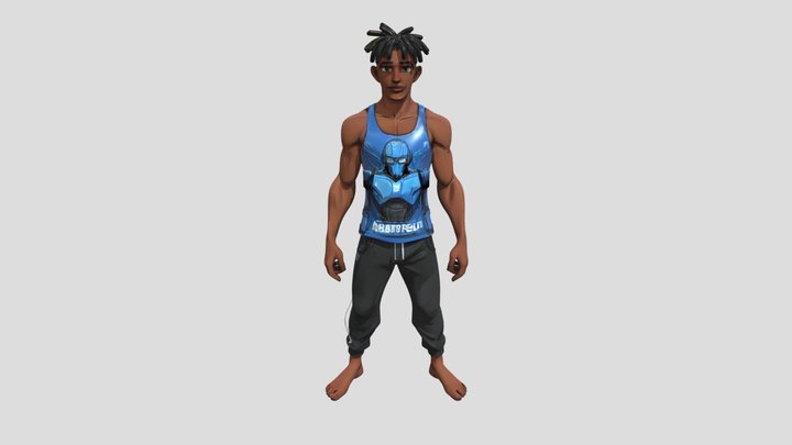 A standing cartoon boy 3D Model