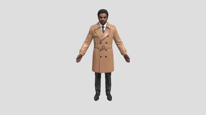 Detective in a trenchcoat 3D Model