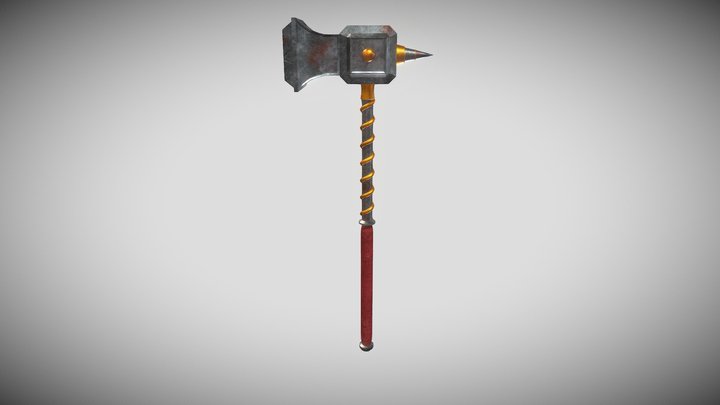 Aged battle hammer 3D Model
