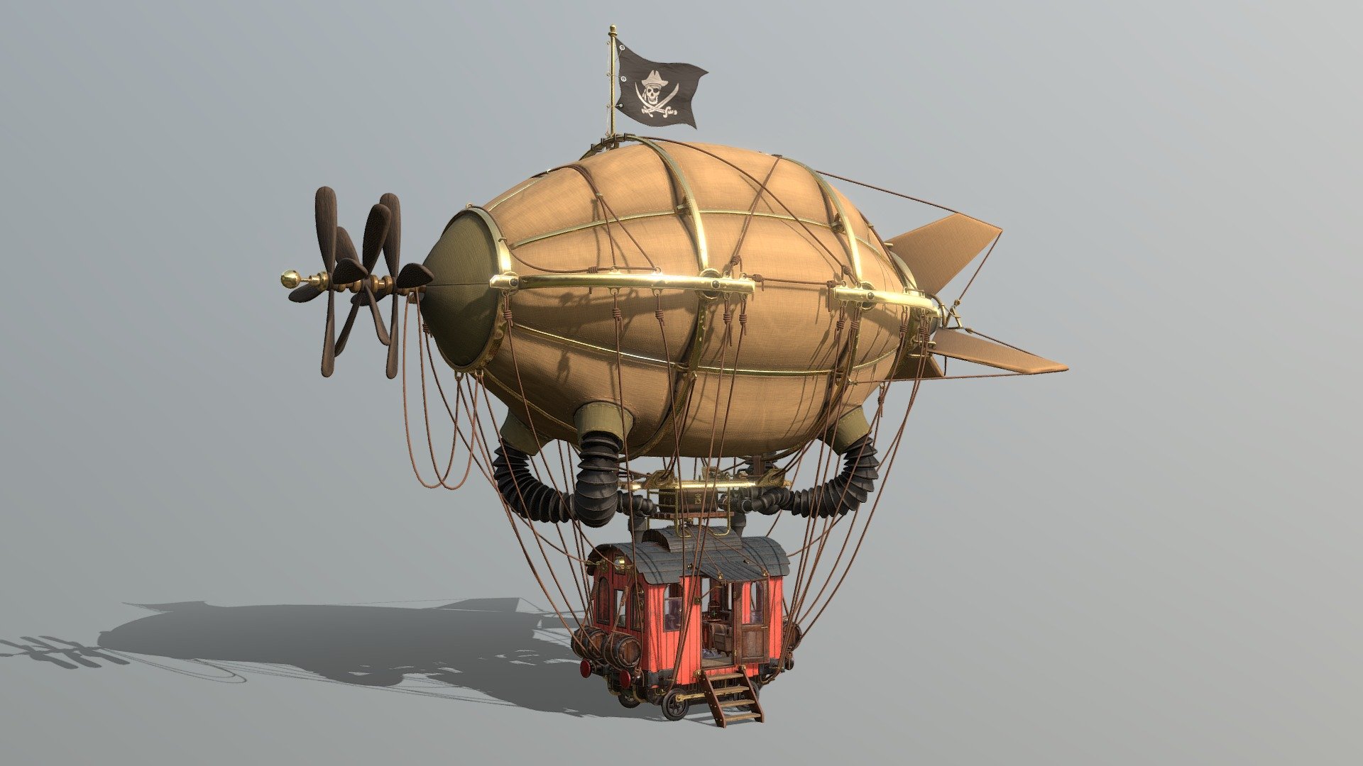 Sky Pirate's Air Locomotive - 3d Model By Se7en23 [d90a9a9] - Sketchfab