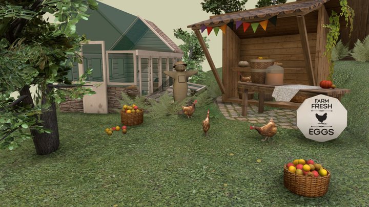 DAE diorama retake - Small farm 3D Model