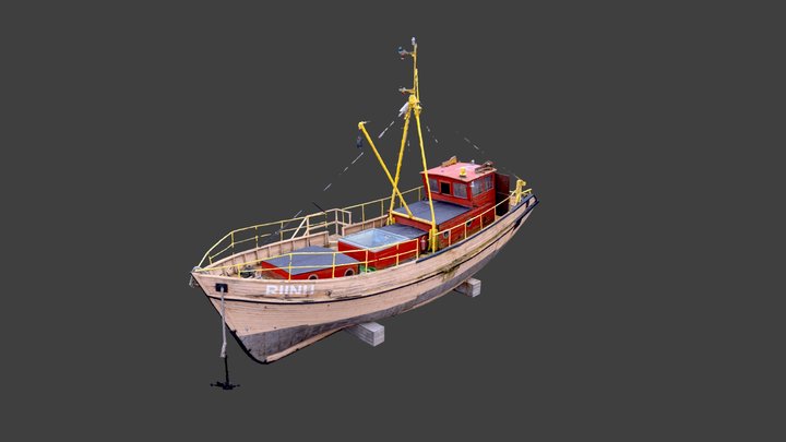 Old Wooden Fishing Boat 3D Model