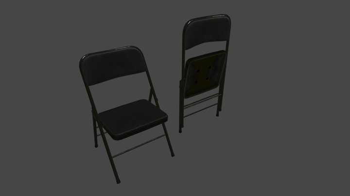 Folding Metal Chair 3D Model