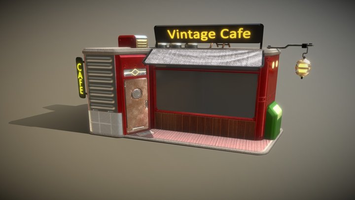 Futuristic Vintage Cafe 3D Model