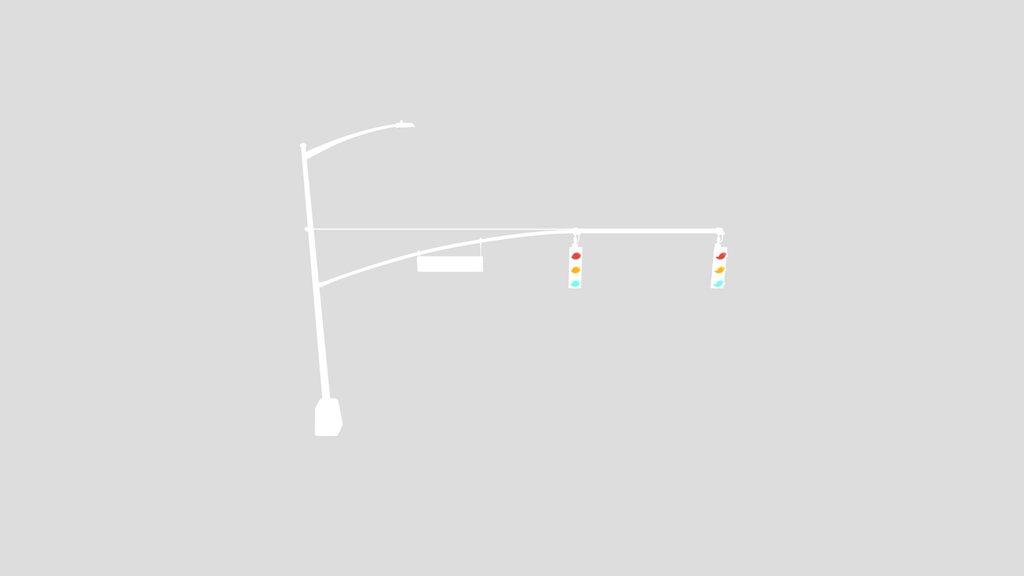 Low Poly Double Traffic Light With Sign