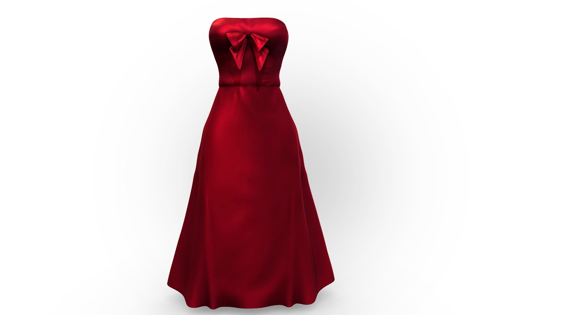 Chest Bow Straless Female Red Dress - Buy Royalty Free 3D model by 3dia ...
