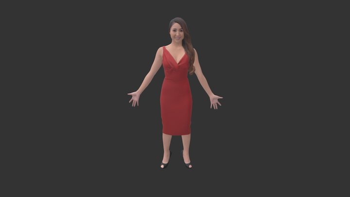 Woman_reddress_01_10k 3D Model