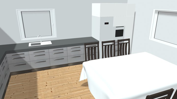 Køkken og stue 3D Model