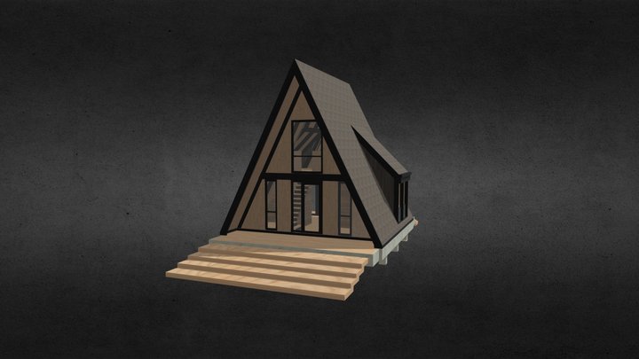 A Frame Wooden House 3D Model