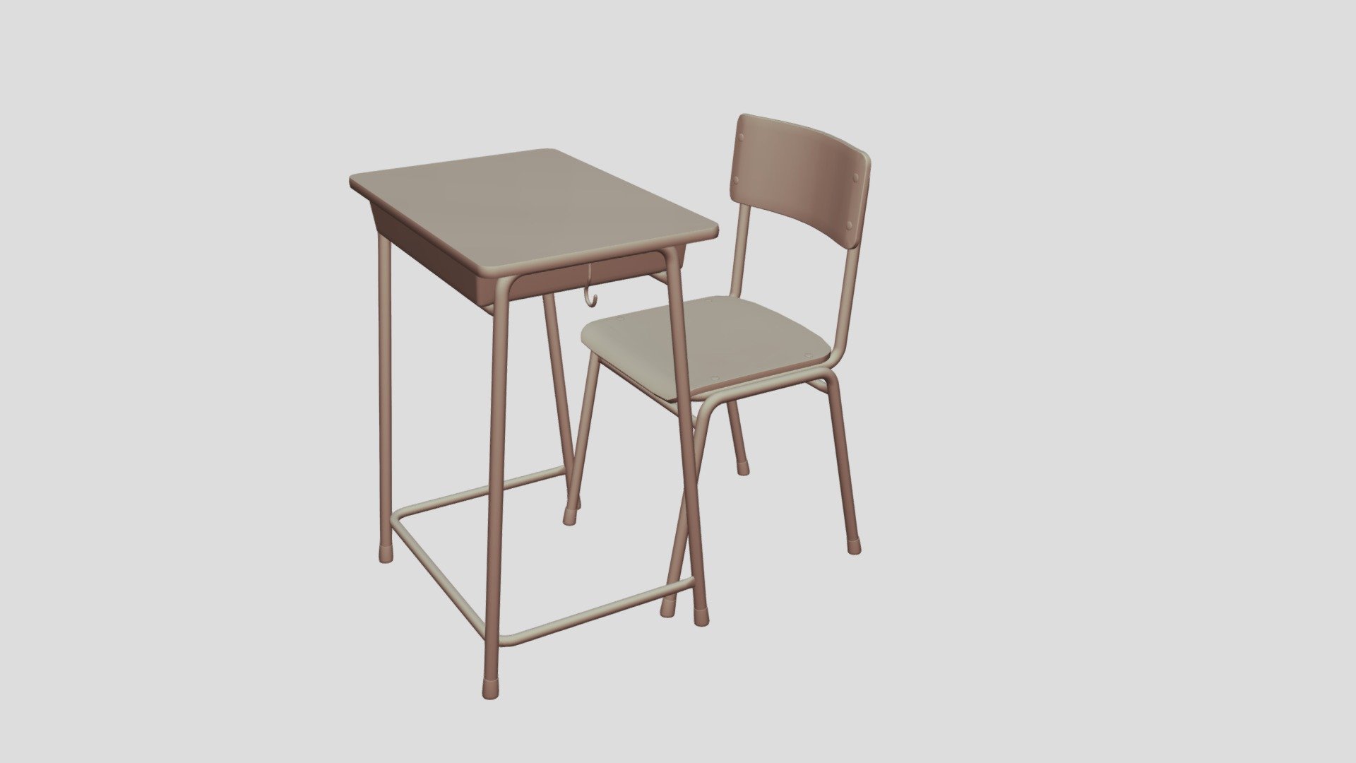 Korea Japan School Desk Chair Download Free 3D model by ANTY
