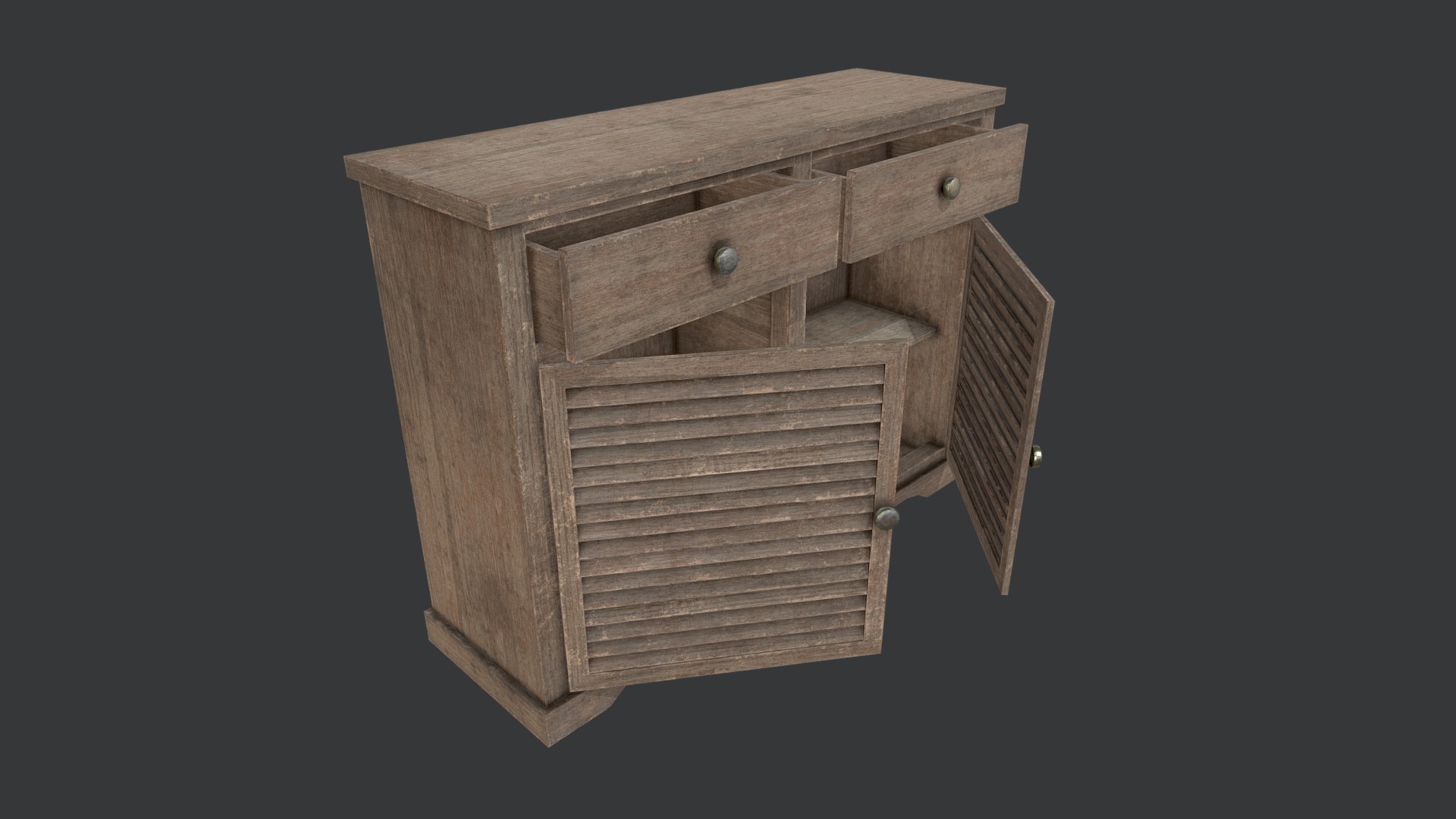 3D model Wood Cabinet 1 PBR - This is a 3D model of the Wood Cabinet 1 PBR. The 3D model is about a wooden box with a hole in it.