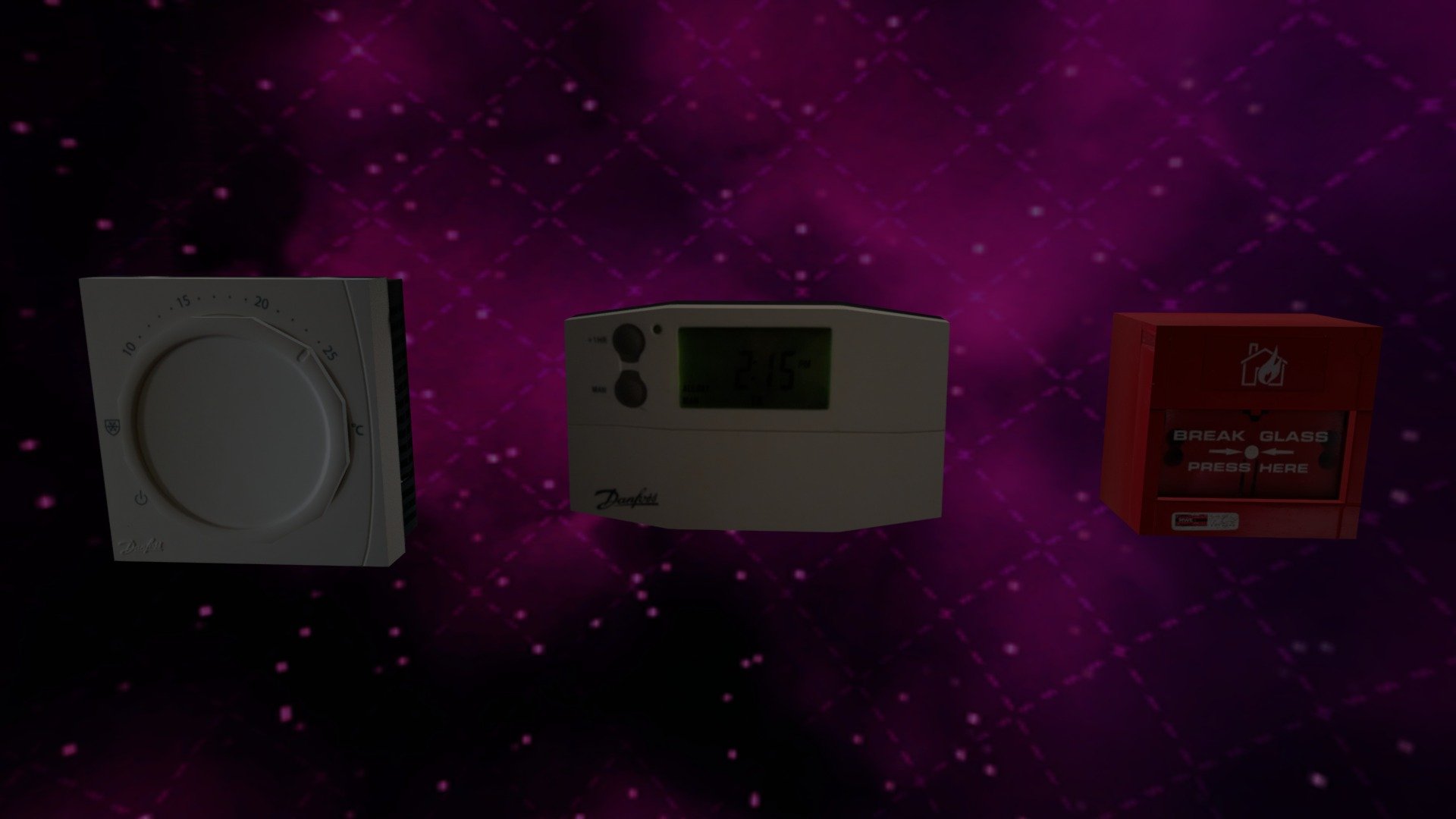 Thermostat & Fire Alarm (v1.1) FBX Low Poly FREE