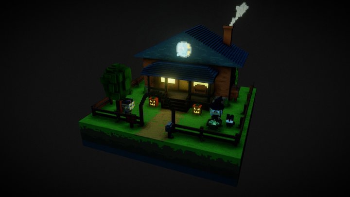 Halloween House Voxel 3D Model