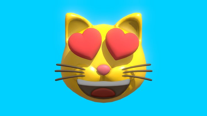 Heart eyes Cat Emoticon Emoji or Smiley 3D Model