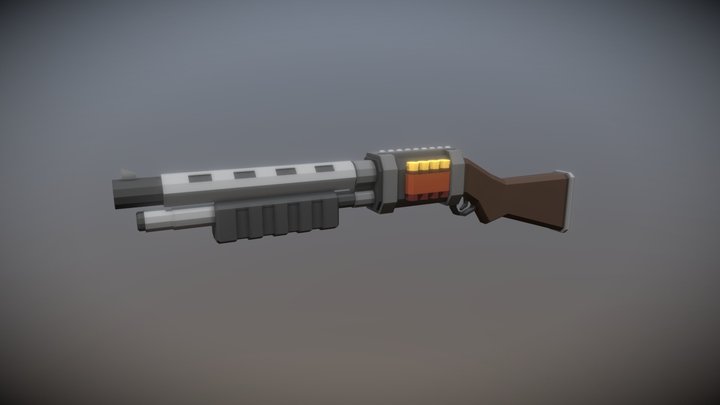 Low Poly Shotgun - Game ready 3D Model