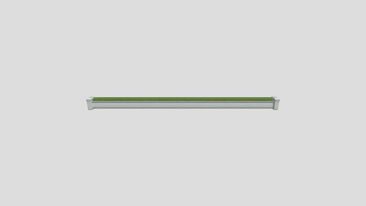Long Stone Planter with Hedge 3D Model