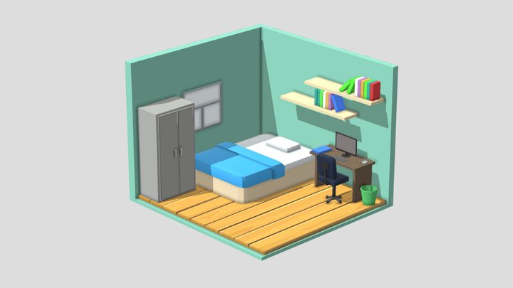 Lo-poly bedroom 3D Model