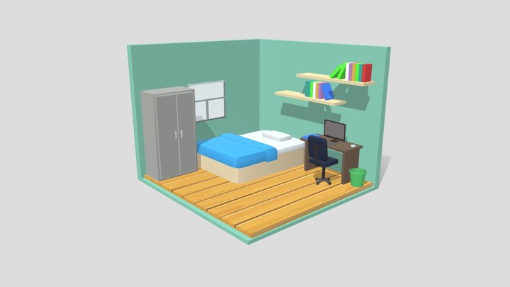 Lo-poly bedroom 3D Model
