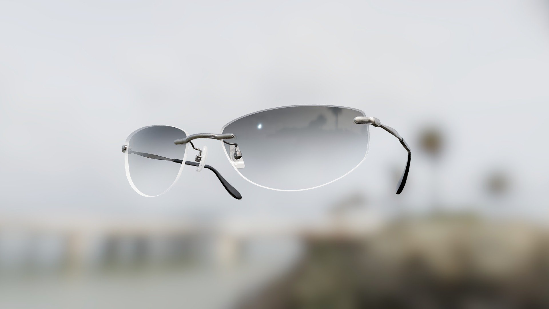 Generic Rimless Semi- Oval Sunglasses (Gunmetal) - 3D model by VirTry ...