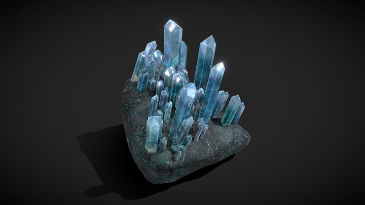 Blue Crystals / Quartz - low poly 3D Model