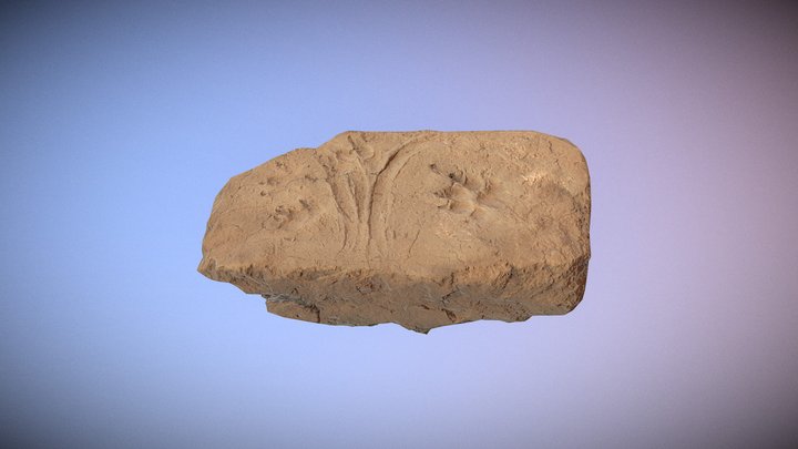 Dog-pawed ancient clay brick 3D Model