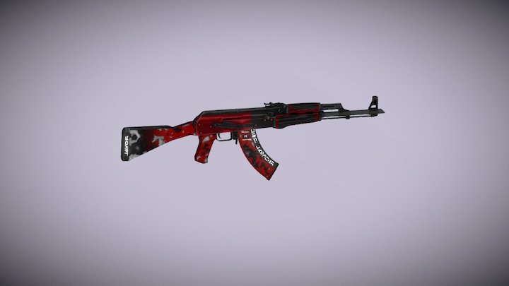 AK-47 - Royal Red 3D Model