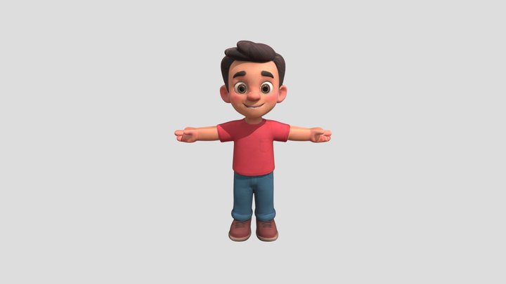 Happy Cartoon Kid 3D Model