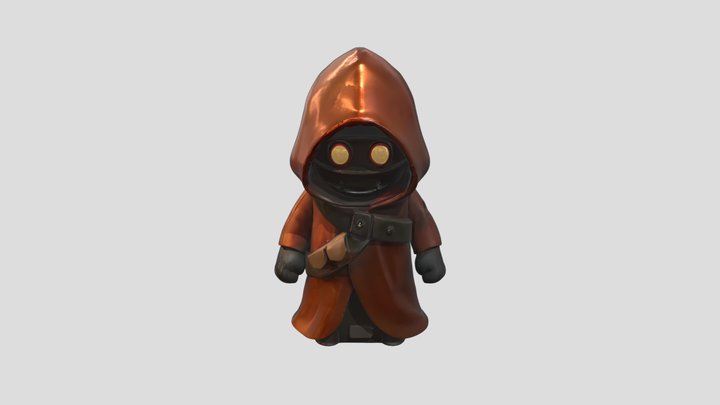small hooded character with glowing eyes 3D Model