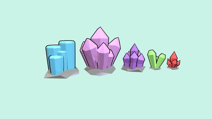 Lowpoly Crystals 3D Model