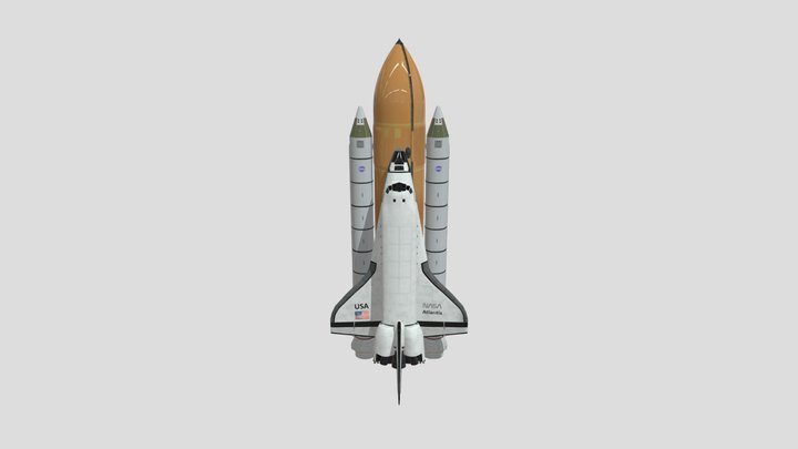 Space_ Shuttle_ With_ Boosters_ Redshift_ Nodes 3D Model