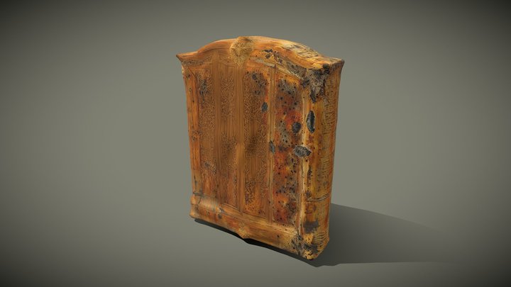 Wooden Wardrobe - Heat Damaged 3D Model