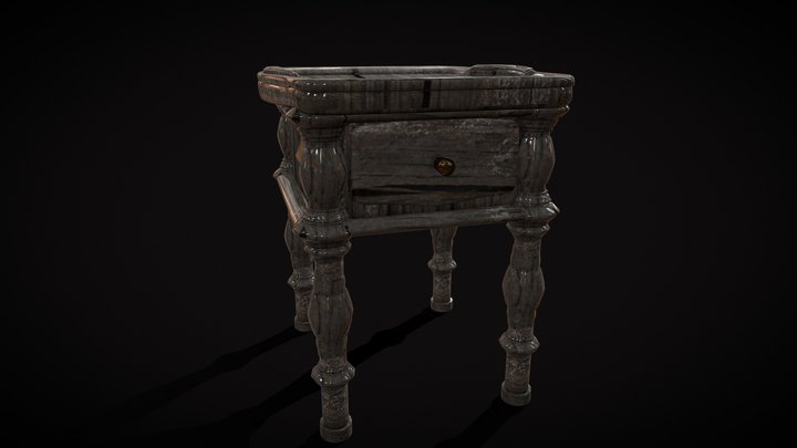 Vintage bedside table 3D Model
