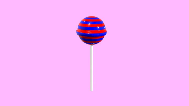 Low-poly trendy cute realistic lollipop on stick 3D Model