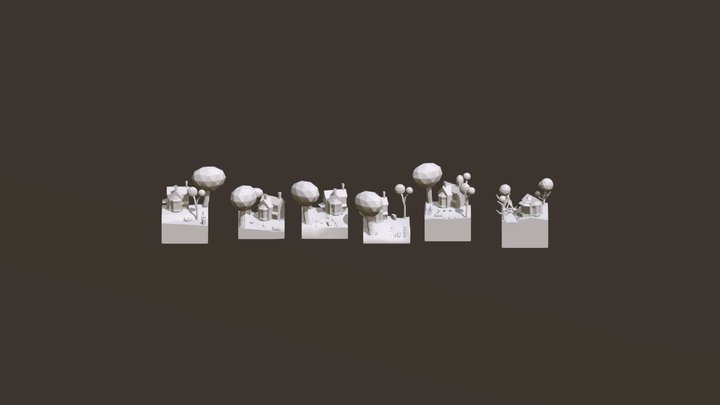 Diorama House Blockouts 3D Model
